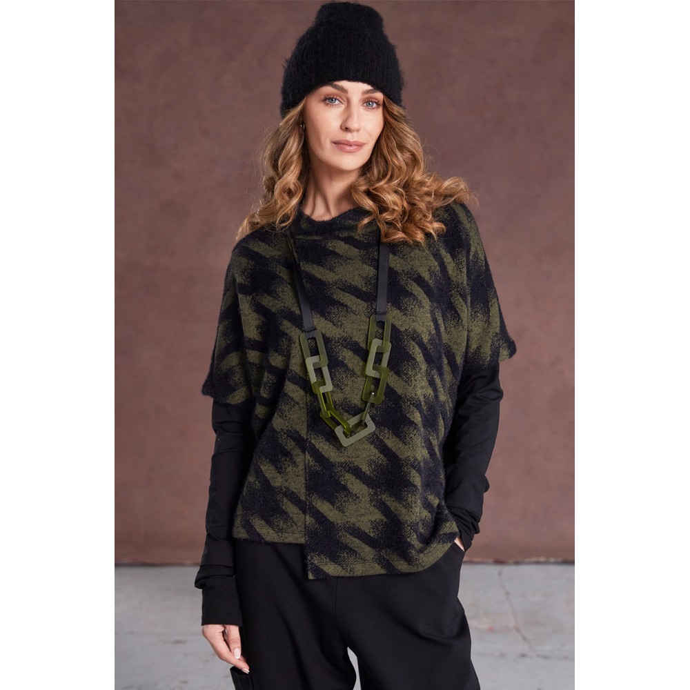Naya Naya Houndstooth Knit High Neck Top Moss