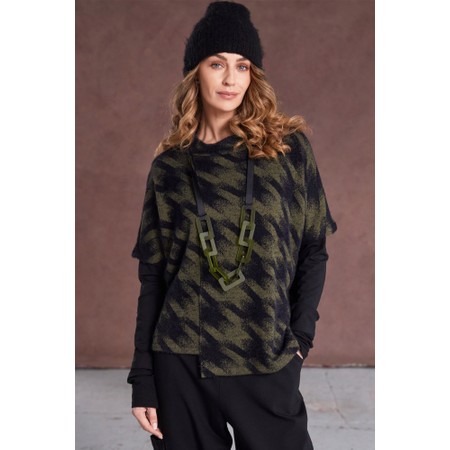 Naya Naya Houndstooth Knit High Neck Top - Green