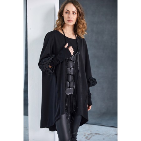 Naya Naya Ruched Contrast Cuff Tunic - Black