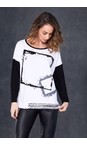 Naya White / Black Naya Placement Cube Print Top  
