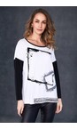 Naya White / Black Naya Placement Cube Print Top  