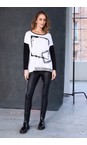 Naya White / Black Naya Placement Cube Print Top  