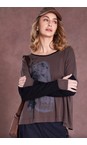 Naya Cocoa / Black Naya Cocoa And Black Contrast Placement Print Top  