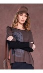 Naya Cocoa / Black Naya Cocoa And Black Contrast Placement Print Top  