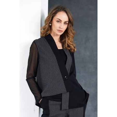Naya Naya Stripped Contrast Panel Waistcoat - Black