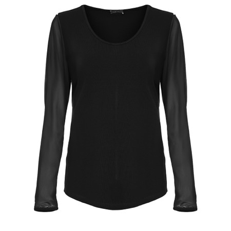 Naya Naya Black Jersey Mesh Sleeve Top - Black