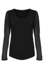 Naya Black  Naya Black Jersey Mesh Sleeve Top  