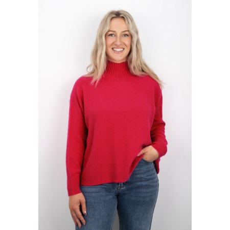 Amazing Woman Jolie Berry Red Boxy High Neck Knit - Red