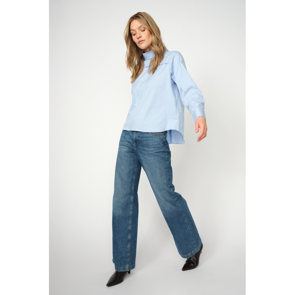 Mos Mosh Dara Deco Wide Leg Mid Blue Jean 493 Mid Blue