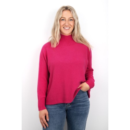 Amazing Woman Jolie Cerise Boxy High Neck Knit - Pink