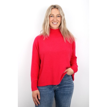 Amazing Woman Jolie Coral Red Boxy High Neck Knit - Red