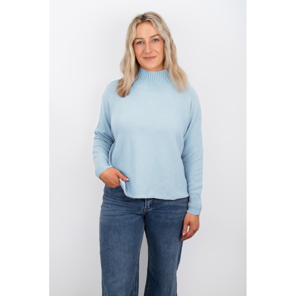 Amazing Woman Jolie Crystal Blue Boxy High Neck Knit Crystal Blue