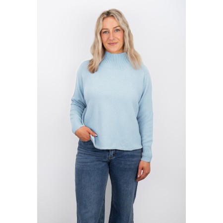 Amazing Woman Jolie Crystal Blue Boxy High Neck Knit - Blue