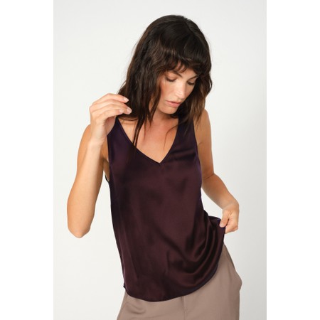 Mos Mosh Astrid Fudge  V-Neck Silk Tank Top - Brown