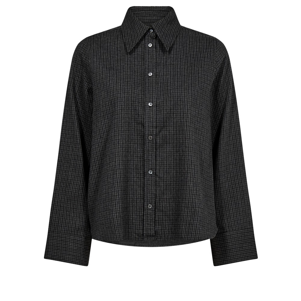 Mos Mosh Ayen Cotton Long Sleeve Collar Check Shirt 819 Phantom