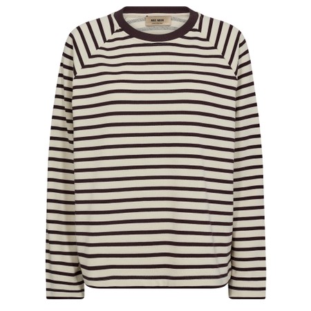 Mos Mosh Lidy O-Long Sleeve Striped Fudge Top - Brown