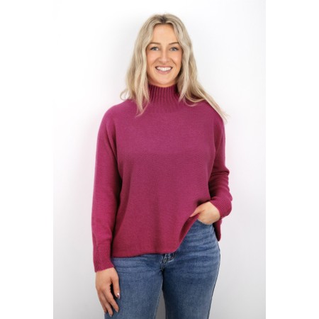 Amazing Woman Jolie Fuchsia Boxy High Neck Knit - Pink