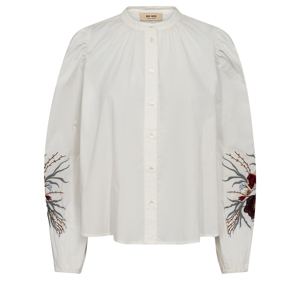 Mos Mosh Mysa Popli Embroidered Balloon Sleeve Blouse 180 Ecru