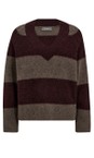 Mos Mosh 159 Fudge Taci Stripe V-Neck Knit Top  