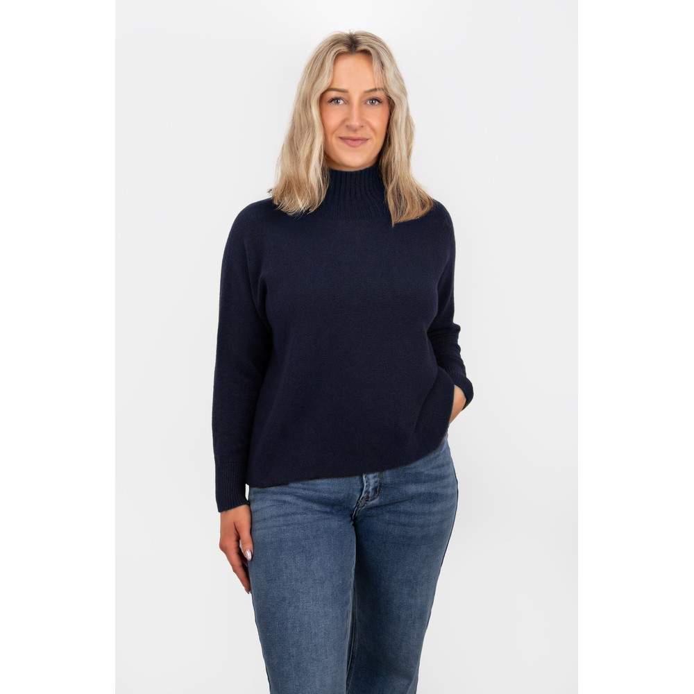 Amazing Woman Jolie Boxy Navy High Neck Knit Navy