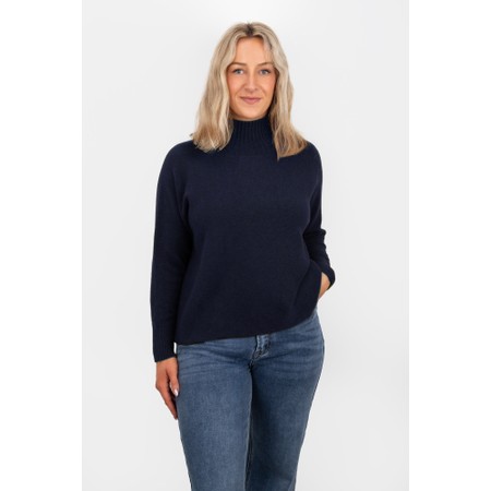 Amazing Woman Jolie Boxy Navy High Neck Knit - Blue