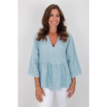 Amazing Woman Elodie Ice Linen Peplum Top - Off-White