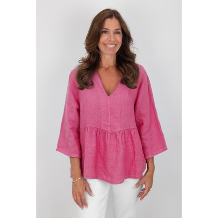 Amazing Woman Elodie Pink Linen Peplum Top - Pink
