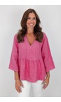 Amazing Woman Pink Elodie Pink Linen Peplum Top  