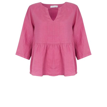Amazing Woman Elodie Pink Linen Peplum Top - Pink