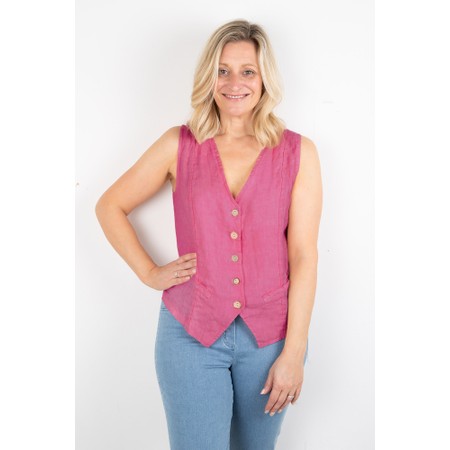 Amazing Woman Kitty Pink Linen Waistcoat - Pink