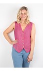 Amazing Woman Pink Kitty Pink Linen Waistcoat  