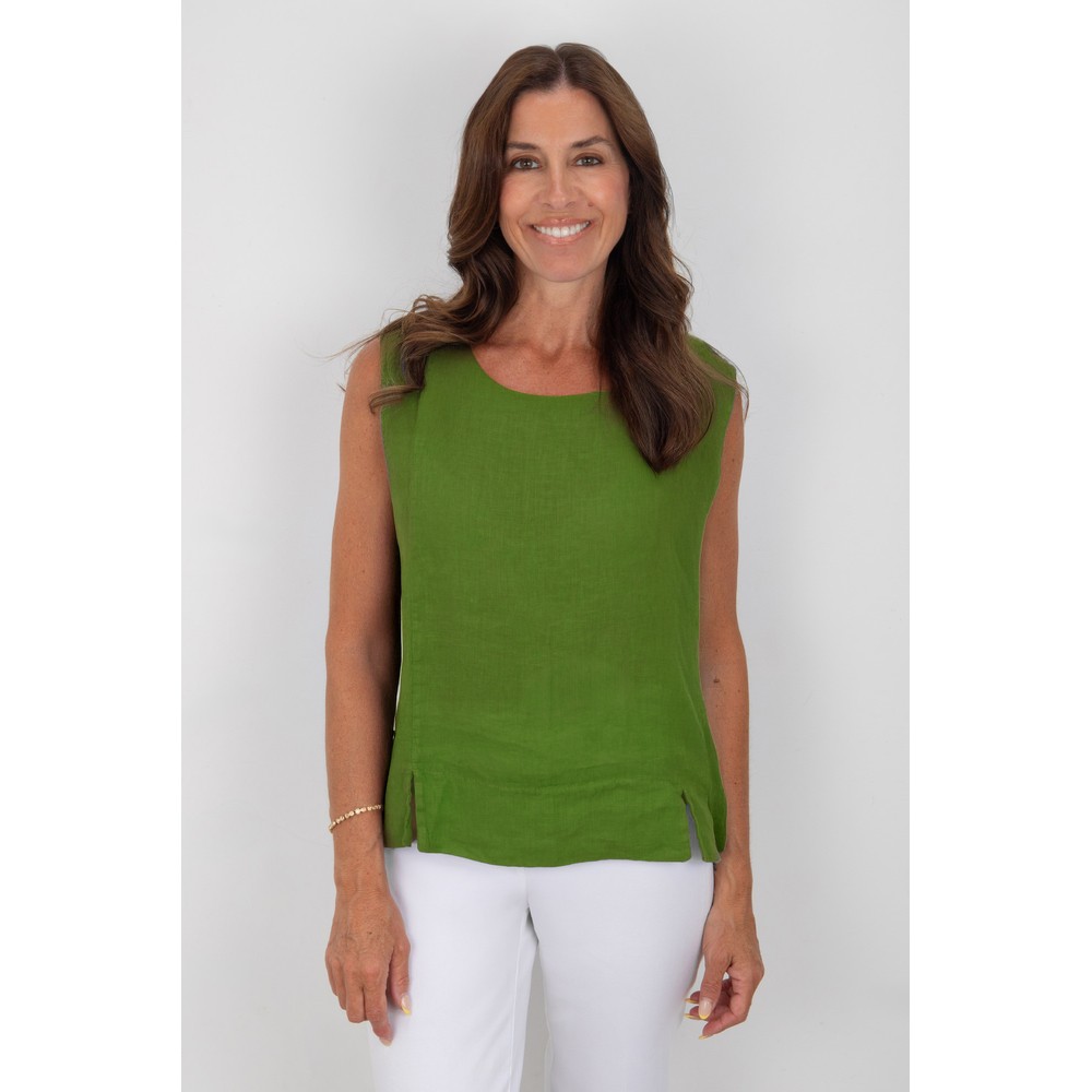 Amazing Woman Lucie Asparagus Linen Cami Top Asparagus