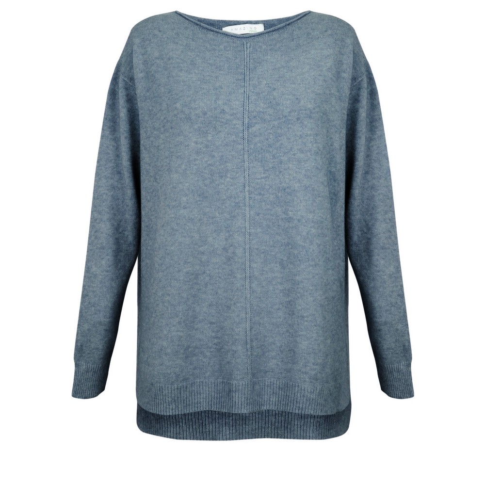 Amazing Woman Maggie Denim Blue Seam Front Supersoft Jumper Denim Blue