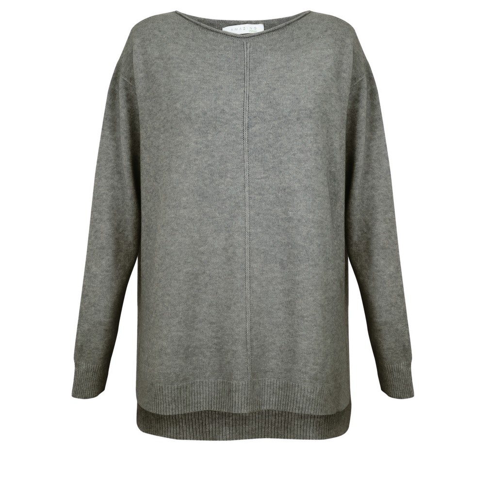 Amazing Woman Maggie Grey Marl Seam Front Supersoft Jumper Grey Marl