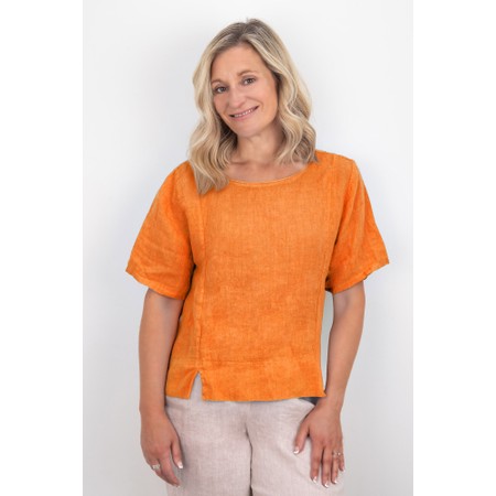 Amazing Woman Lucie Sun Orange Short Sleeved Linen Top - Orange