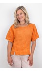 Amazing Woman Sun Orange Lucie Sun Orange Short Sleeved Linen Top  