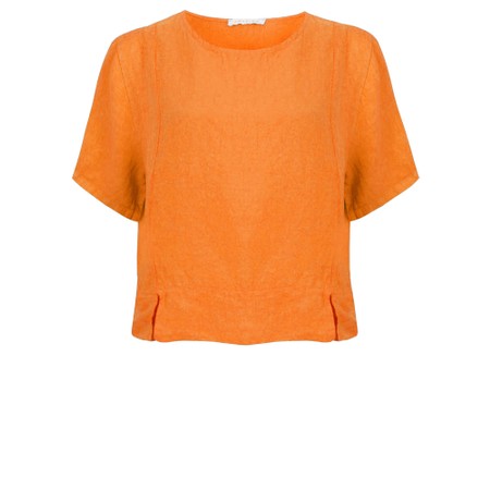 Amazing Woman Lucie Sun Orange Short Sleeved Linen Top - Orange