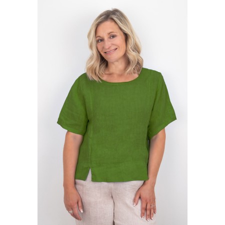 Amazing Woman Lucie Asparagus Short Sleeved Linen Top - Green