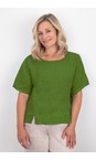 Amazing Woman Asparagus Lucie Asparagus Short Sleeved Linen Top  