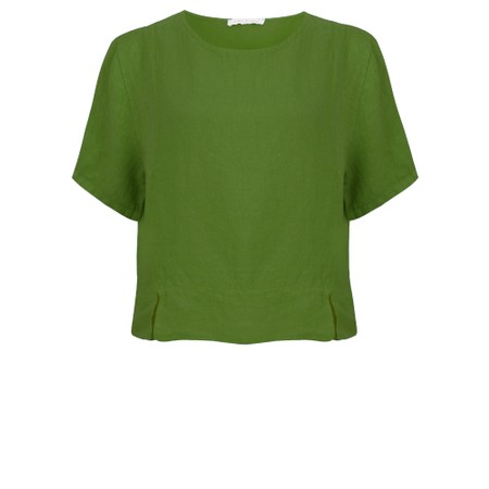 Amazing Woman Lucie Asparagus Short Sleeved Linen Top - Green