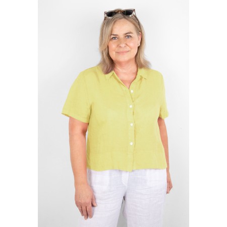 Amazing Woman Marilyn Pale Yellow Boxy Linen Shirt - Yellow