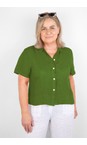 Amazing Woman Asparagus Marilyn Asparagus Boxy Linen Shirt  