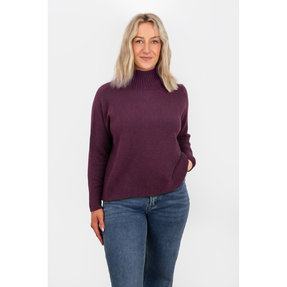 Amazing Woman Jolie Plum Boxy High Neck Knit Plum