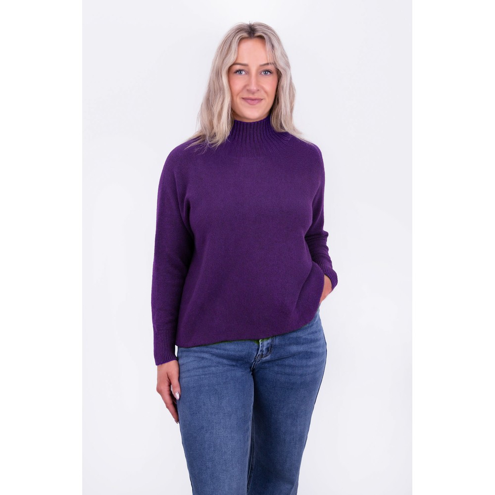 Amazing Woman Jolie Purple Boxy High Neck Knit Purple