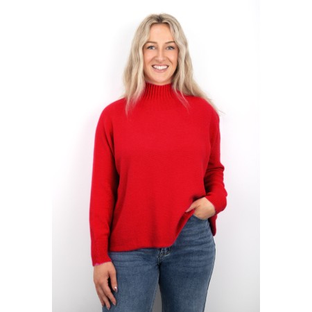 Amazing Woman Jolie Red Boxy High Neck Knit - Red