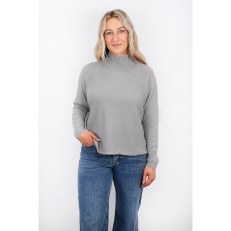 Amazing Woman Jolie Silver Boxy High Neck Knit - Metallic