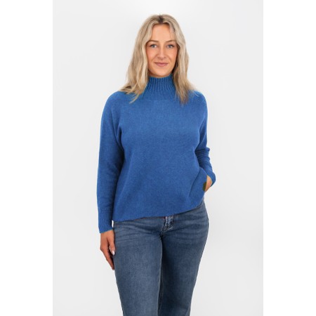Amazing Woman Jolie Summer Blue Boxy High Neck Knit - Blue