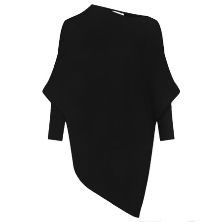 Amazing Woman Emilie Black Asymmetric Draped Jumper - Black