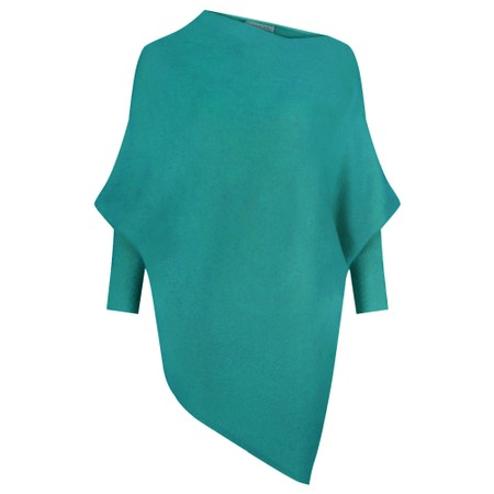 Amazing Woman Emilie Dark Turquoise Asymmetric Draped Jumper - Blue