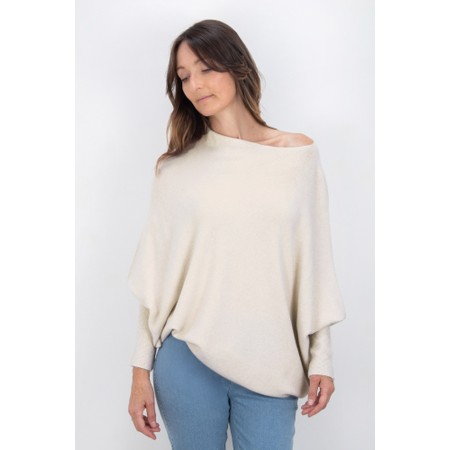 Amazing Woman Emilie Ivory Asymmetric Draped Jumper - Off-White